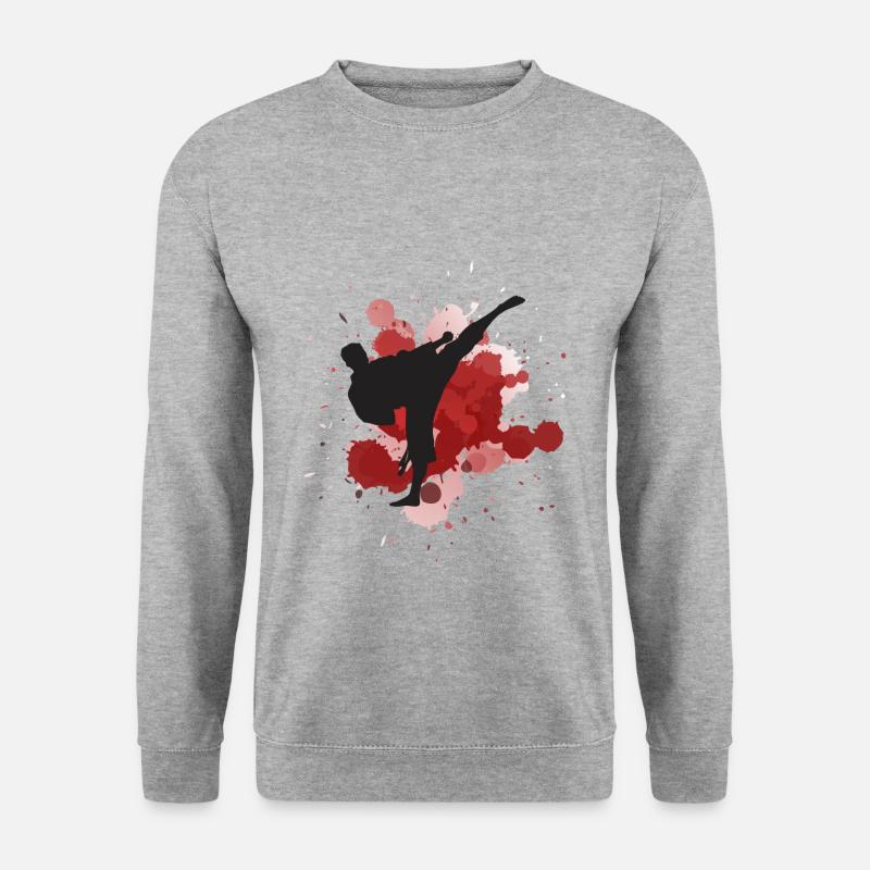 Karate Kämpfer - Unisex Pullover - Weißgrau meliert