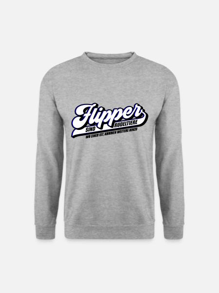 Farben änderbar | Flipper sind Rudeltiere - Unisex Pullover - Weißgrau meliert