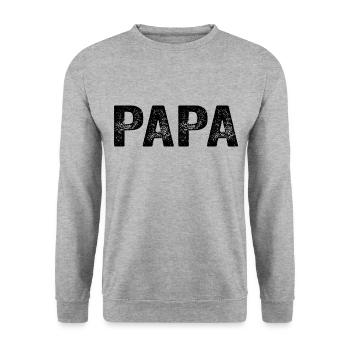 Papa Papa Papa Cadeau - Sweat-shirt Unisexe - gris chiné - Devant - Alina (178cm) & Michal (187cm)