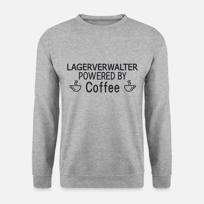 Lagerverwalter Powered By Coffee - Unisex Pullover - Weißgrau meliert