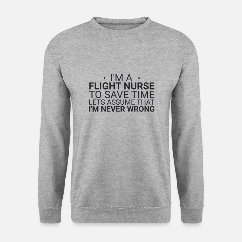 Flight Nurse Never Wrong Luftrettung - Unisex Pullover - Weißgrau meliert