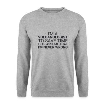 Volcanologist Never Wrong Volcanology - Unisex Pullover - Weißgrau meliert - Vorne - Alina (178cm) & Michal (187cm)