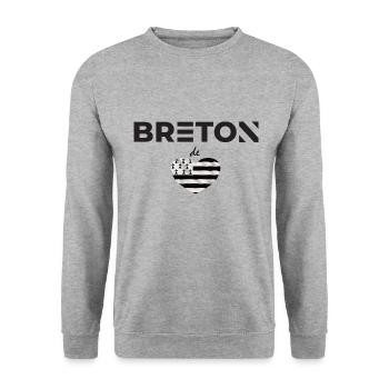 breton de coeur - Sweat-shirt Unisexe - gris chiné - Devant - Alina (178cm) & Michal (187cm)