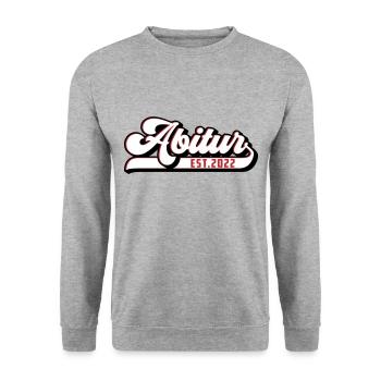 Farben änderbar | Abitur 2022 - Unisex Pullover - Weißgrau meliert - Vorne - Alina (178cm) & Michal (187cm)