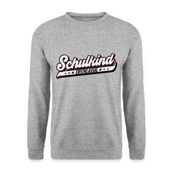 Schulkind Erstklassig | Farben änderbar - Unisex Pullover - Weißgrau meliert - Vorne - Alina (178cm) & Michal (187cm)