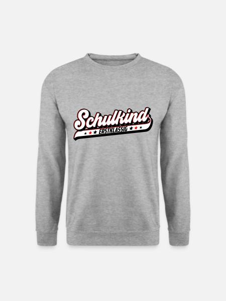 Schulkind Erstklassig | Farben änderbar - Unisex Pullover - Weißgrau meliert