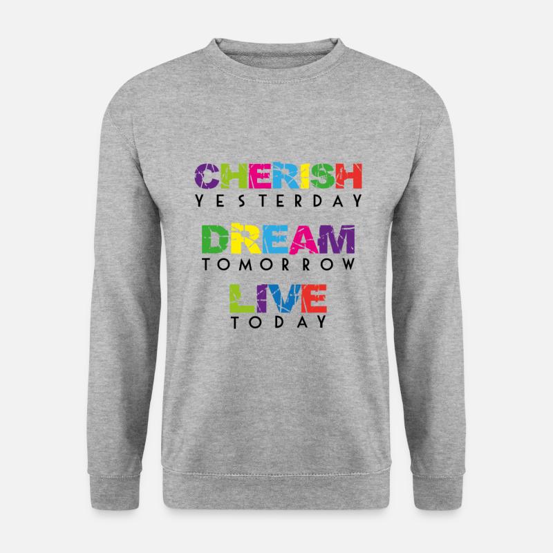 Lebe heute -Motivation- - Unisex Pullover - Weißgrau meliert