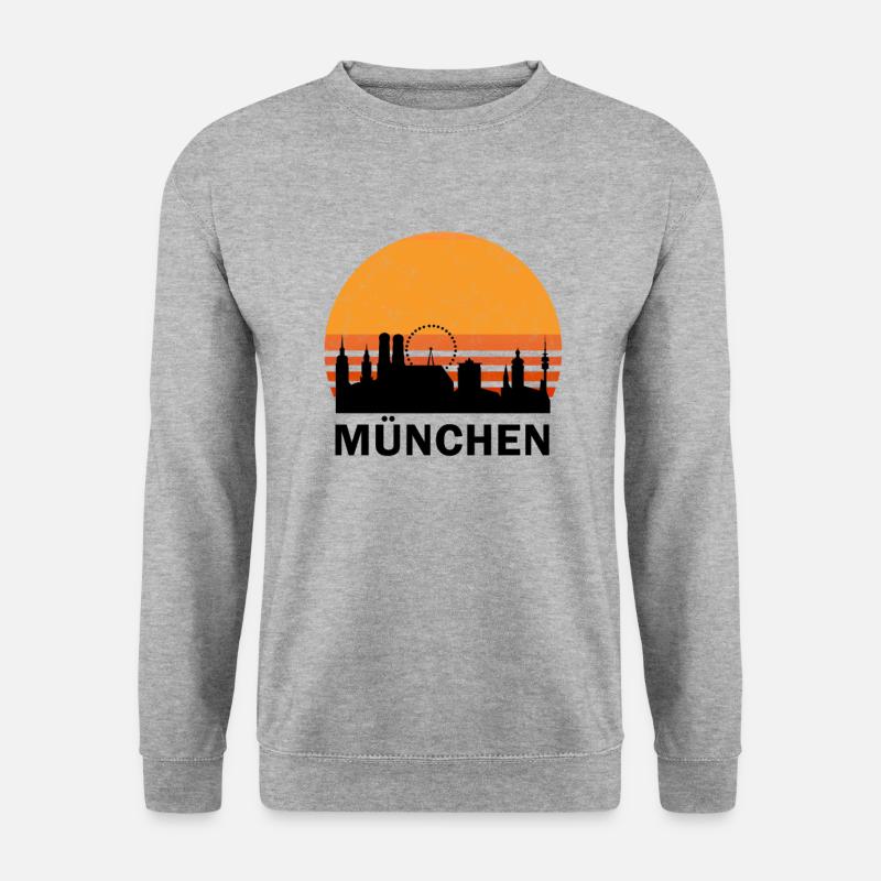 München Skyline Vintage Retro Heimat Geschenk - Unisex Pullover - Weißgrau meliert