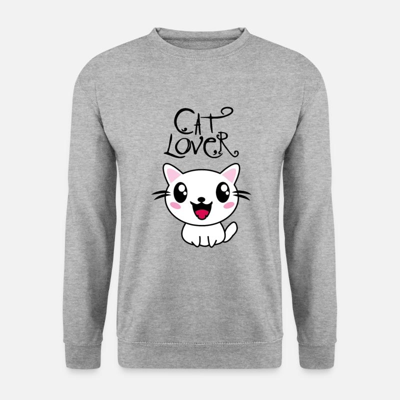 Katzenliebhaber - Unisex Pullover - Weißgrau meliert