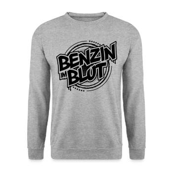 Benzin im Blut | Auto Tuning Geschenk Motiv - Unisex Pullover - Weißgrau meliert - Vorne - Alina (178cm) & Michal (187cm)