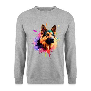 German Shepherd Paint Splash Art - Unisex Sweatshirt - salt & pepper - Front - Alina (178cm) & Michal (187cm)