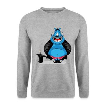 Hippopotamus Magician Doodle Art - Unisex Sweatshirt - salt & pepper - Front - Alina (178cm) & Michal (187cm)