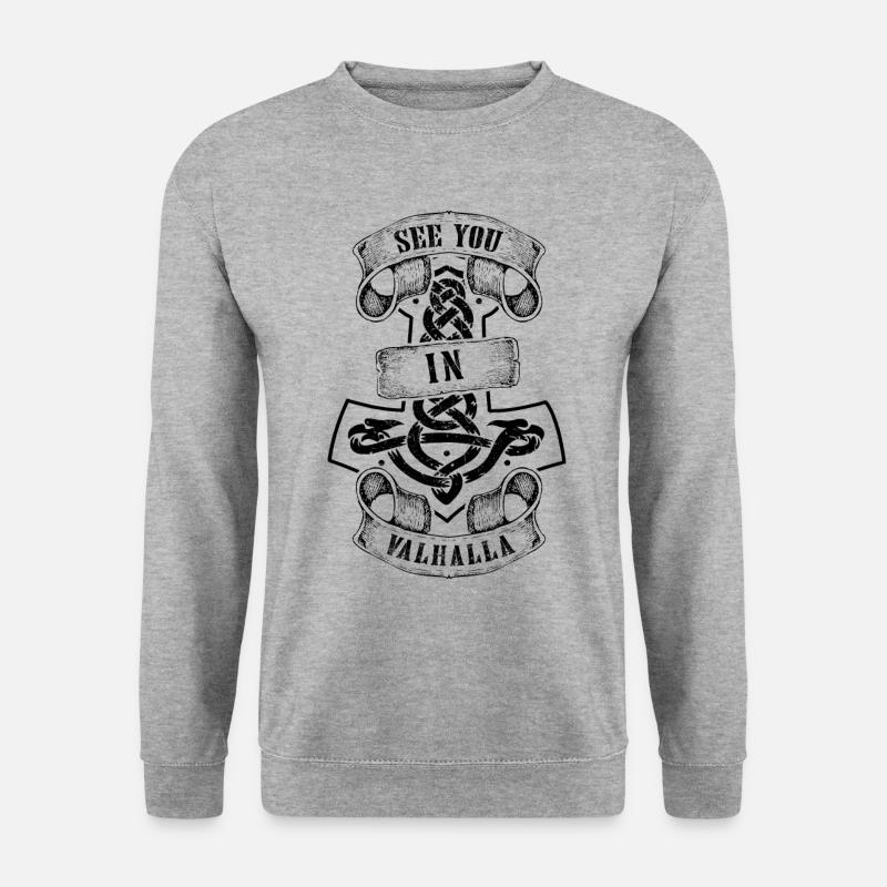Wikinger See you in Valhalla - Unisex Pullover - Weißgrau meliert