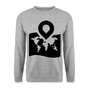 World map icon icon - Unisex Sweatshirt - salt & pepper - Front - Alina (178cm) & Michal (187cm)