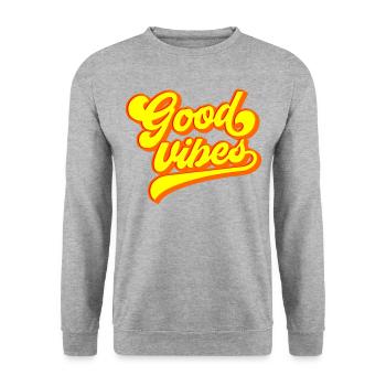 Good Vibes | Farben änderbar - Unisex Pullover - Weißgrau meliert - Vorne - Alina (178cm) & Michal (187cm)
