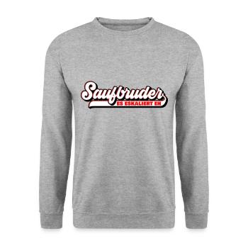 Farben änderbar | Saufbruder Saufen Bro - Unisex Pullover - Weißgrau meliert - Vorne - Alina (178cm) & Michal (187cm)