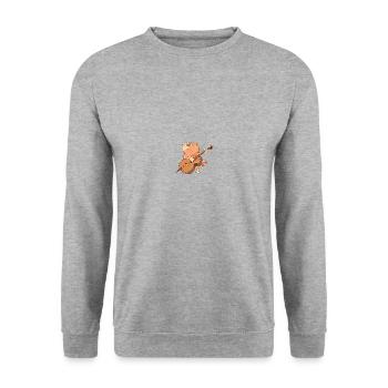 Katze spielt Musik - Unisex Pullover - Weißgrau meliert - Vorne - Alina (178cm) & Michal (187cm)