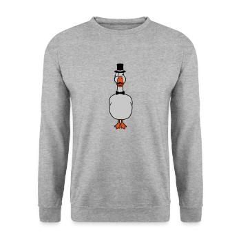 Sir Monokel Brille Gans - Unisex Pullover - Weißgrau meliert - Vorne - Alina (178cm) & Michal (187cm)