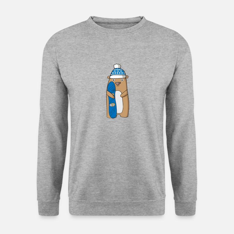 Snowboard - Unisex Pullover - Weißgrau meliert