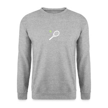Tennis Ball Racket Player Gift Idea Sport - Unisex Sweatshirt - salt & pepper - Front - Alina (178cm) & Michal (187cm)