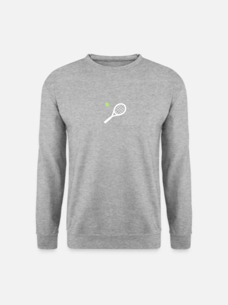 Tennis Ball Schläger Spieler Geschenkidee Sport - Unisex Pullover - Weißgrau meliert