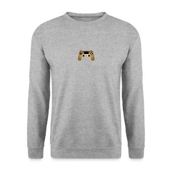 Controller Gaming Gold Nerd Geek Geschenkidee - Unisex Pullover - Weißgrau meliert - Vorne - Alina (178cm) & Michal (187cm)
