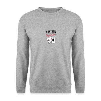 Kratzen Experte - Unisex Pullover - Weißgrau meliert - Vorne - Alina (178cm) & Michal (187cm)