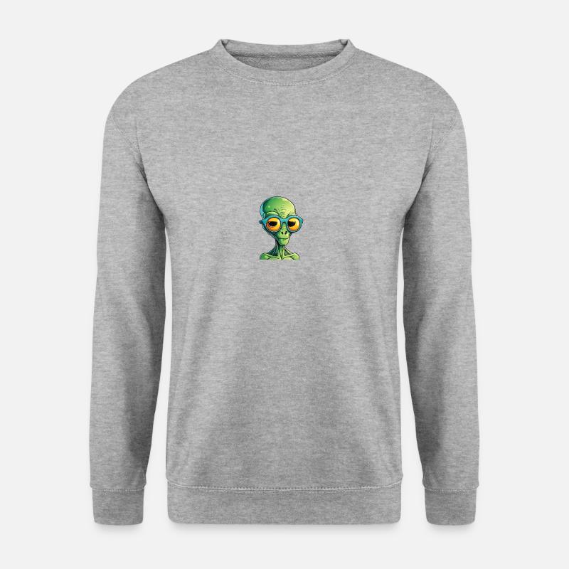 alien mit sonnenbrille - Unisex Pullover - Weißgrau meliert