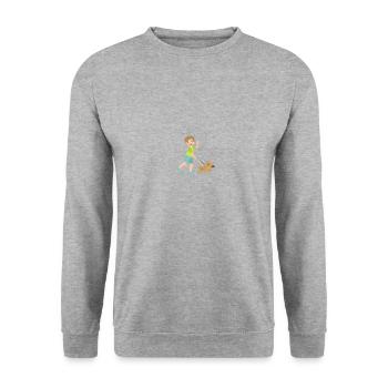 Hund - Unisex Pullover - Weißgrau meliert - Vorne - Alina (178cm) & Michal (187cm)