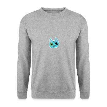 Katze - Unisex Pullover - Weißgrau meliert - Vorne - Alina (178cm) & Michal (187cm)