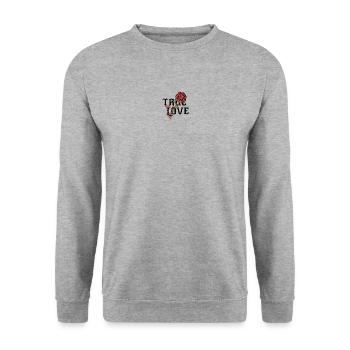 Wahre Liebe, blühendes Gefühl, Herz und Rose - Unisex Pullover - Weißgrau meliert - Vorne - Alina (178cm) & Michal (187cm)