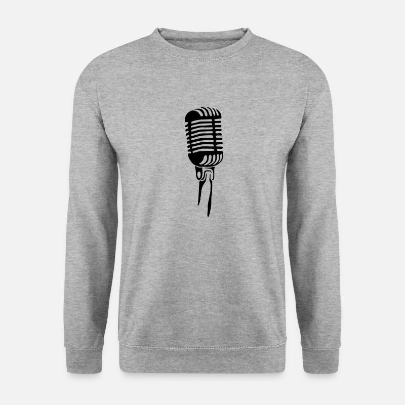 Mikrofon Retro Microfon - Unisex Pullover - Weißgrau meliert