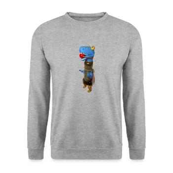 Sklaven Dino - Unisex Pullover - Weißgrau meliert - Vorne - Alina (178cm) & Michal (187cm)