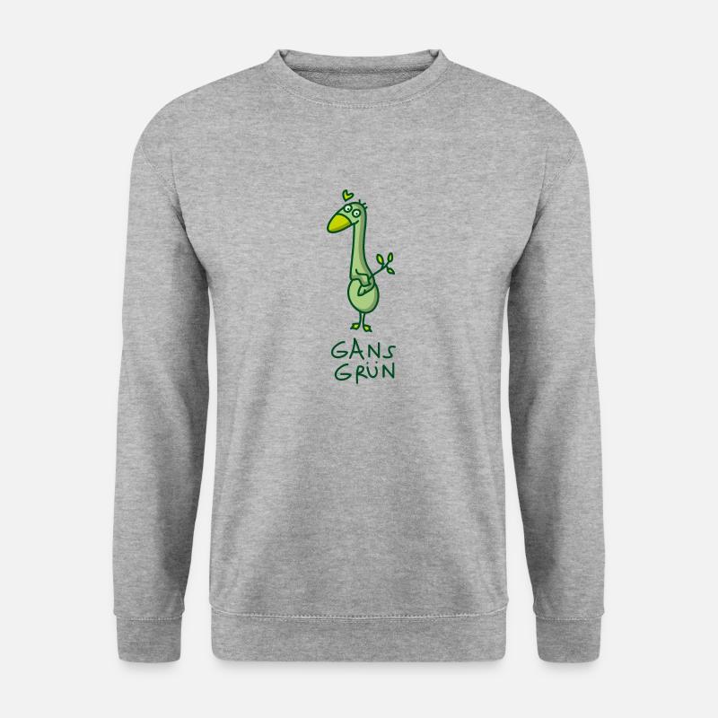 Gans grün im Frühling - Unisex Pullover - Weißgrau meliert