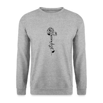 Stefania Nom Prénom Nom Fleur - Sweat-shirt Unisexe - gris chiné - Devant - Alina (178cm) & Michal (187cm)