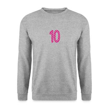 10. 10 YEARS. 10th ANNIVERSARY. 10 YEAR ANNIVERSARY. - Unisex Sweatshirt - salt & pepper - Front - Alina (178cm) & Michal (187cm)