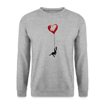 Girl with heart - Unisex Pullover - Weißgrau meliert - Vorne - Alina (178cm) & Michal (187cm)