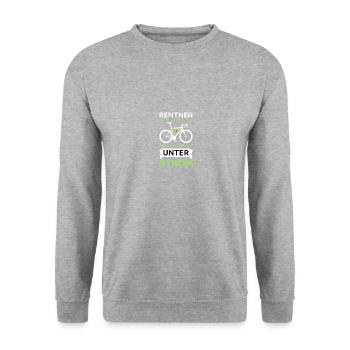 Rentner unter Strom eBike Geschenk - Unisex Pullover - Weißgrau meliert - Vorne - Alina (178cm) & Michal (187cm)
