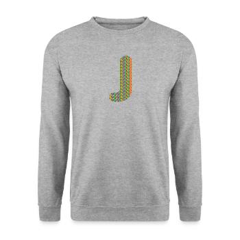 Buntes Herz J Design – Einzigartig & Stylisch! - Unisex Pullover - Weißgrau meliert - Vorne - Alina (178cm) & Michal (187cm)