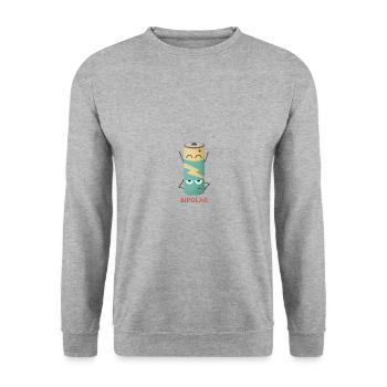 Bipolar Batterie - Unisex Pullover - Weißgrau meliert - Vorne - Alina (178cm) & Michal (187cm)