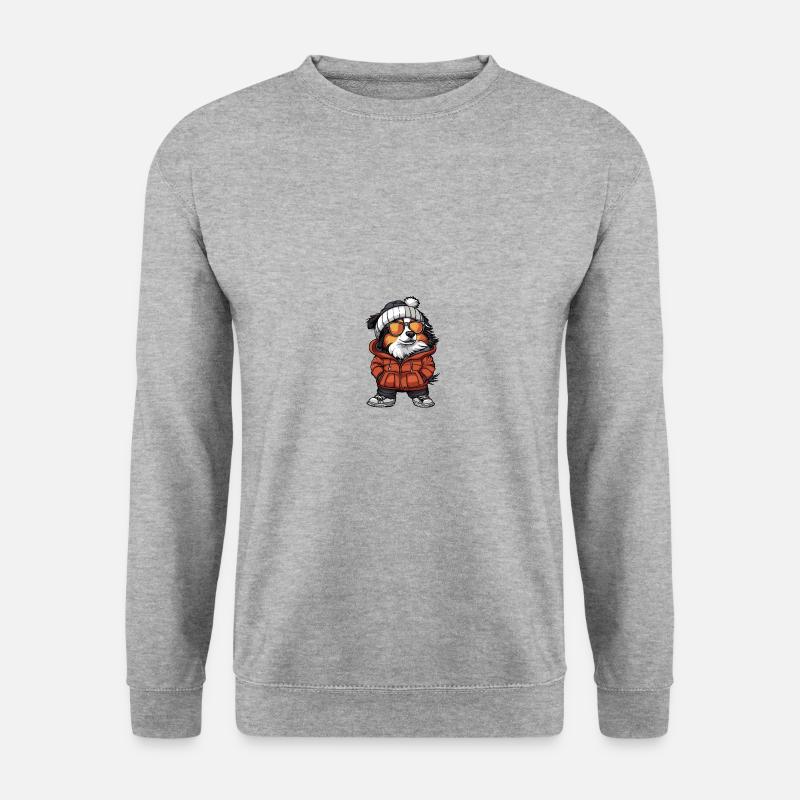 Border Collie Hund Winter - Unisex Pullover - Weißgrau meliert
