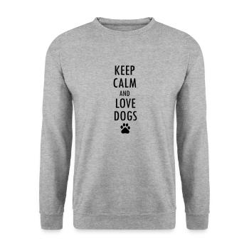 GARDER CALME ET AMOUR CHIENS chien amoureux des chiens - Sweat-shirt Unisexe - gris chiné - Devant - Alina (178cm) & Michal (187cm)