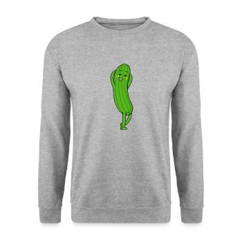 Gurke - Unisex Pullover - Weißgrau meliert - Vorne - Alina (178cm) & Michal (187cm)