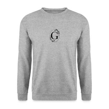 Buchstabe G - Unisex Pullover - Weißgrau meliert - Vorne - Alina (178cm) & Michal (187cm)