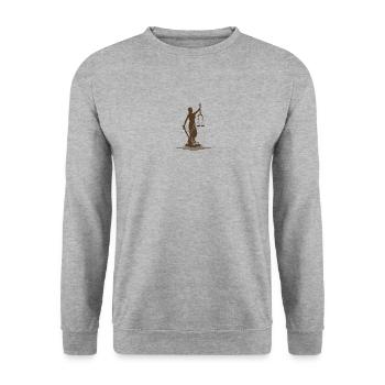 Gerechtigkeit - Unisex Pullover - Weißgrau meliert - Vorne - Alina (178cm) & Michal (187cm)