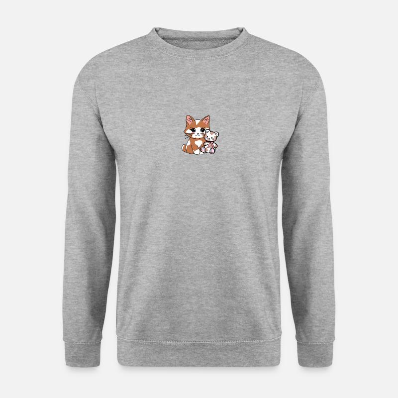 Süße Katze mit Flecken - Unisex Pullover - Weißgrau meliert