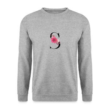 Elegant letter 'S' with flowers - Unisex Sweatshirt - salt & pepper - Front - Alina (178cm) & Michal (187cm)