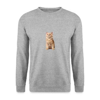 Rothaarige Katze - Unisex Pullover - Weißgrau meliert - Vorne - Alina (178cm) & Michal (187cm)