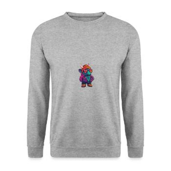 Dinosaurier triceratops Winter Comic - Unisex Pullover - Weißgrau meliert - Vorne - Alina (178cm) & Michal (187cm)
