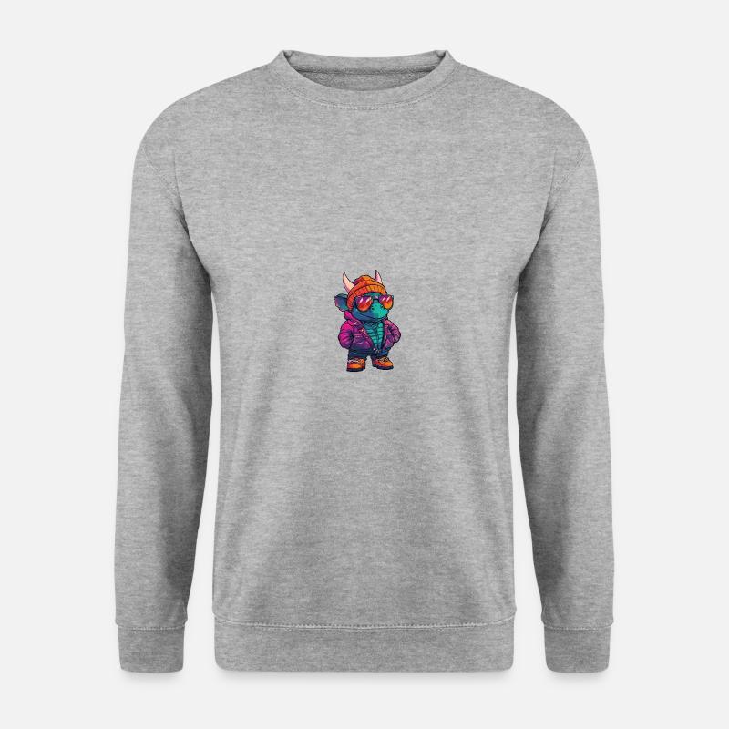 Dinosaurier triceratops Winter Comic - Unisex Pullover - Weißgrau meliert